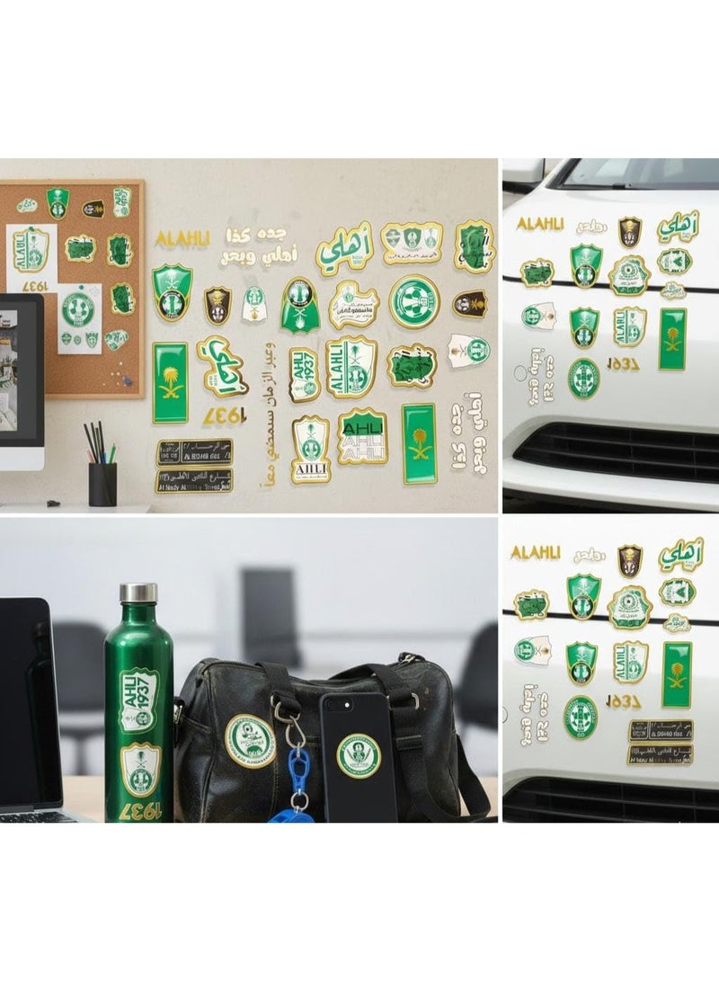 مجموعة ملصقات فاخرة لكرة القدم الاهلي (60 قطعة) - شعارات النادي الرسمية، فخر جدة، تراث 1937، شعارات عربية، شعارات سعودية، ايقونات كرة القدم، فاخرة لمحبي النادي الاهلي السعودي - Image 2